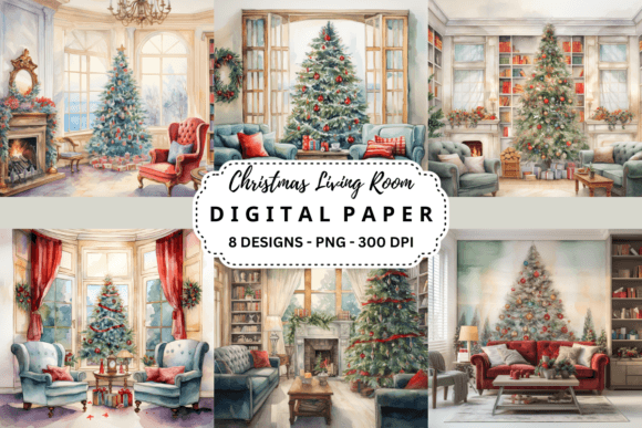 Download Christmas Living Room Digital Background - Premium Resources