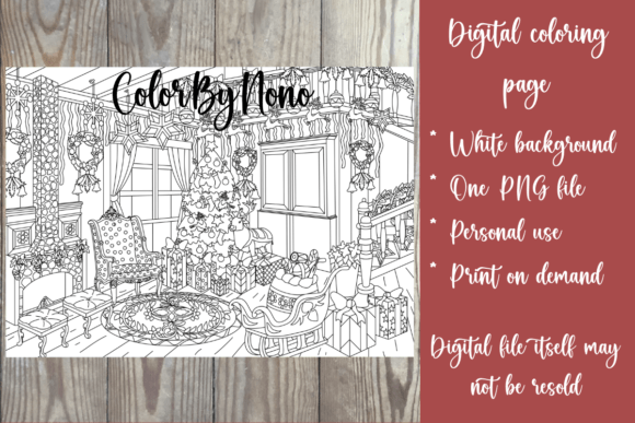 Download Christmas Living Room Coloring Page - Premium Resources